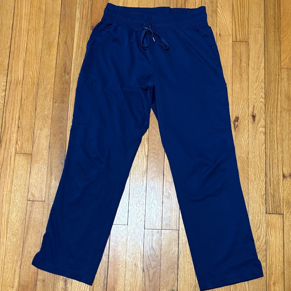 Beyond Scrubs Pants Medium Navy Stretch Drawstring Vented Hem Pockets